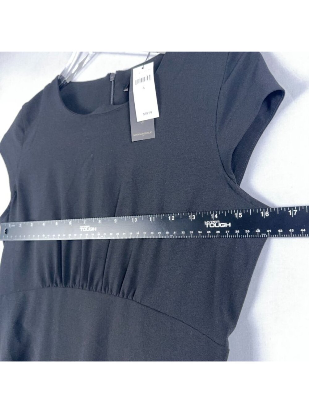 Banana Republic Dress Size 4 Black Fit Flare Cap Sleeve Empire Waist Was $89.99 - Picture 11 of 12